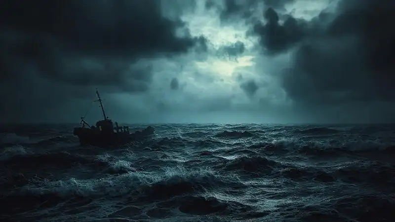 Un naufragio solitario en la tormenta