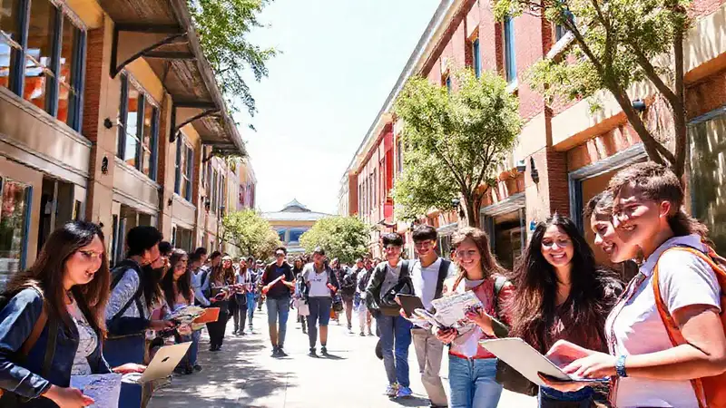 Campus universitario: día soleado